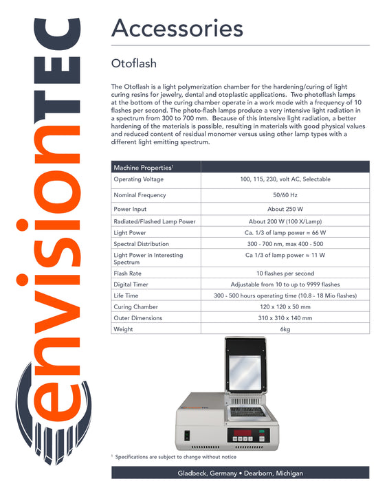 Otoflash Post Curing Light Pulsing Unit